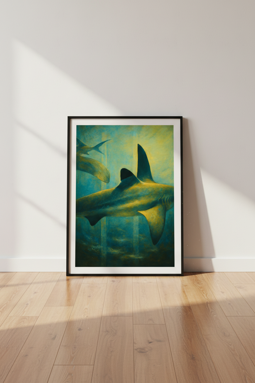 Abstract Shark Art Framed Print