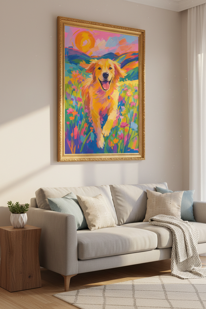 colorful dog art | Vibrant Acrylic, Living Room Decor