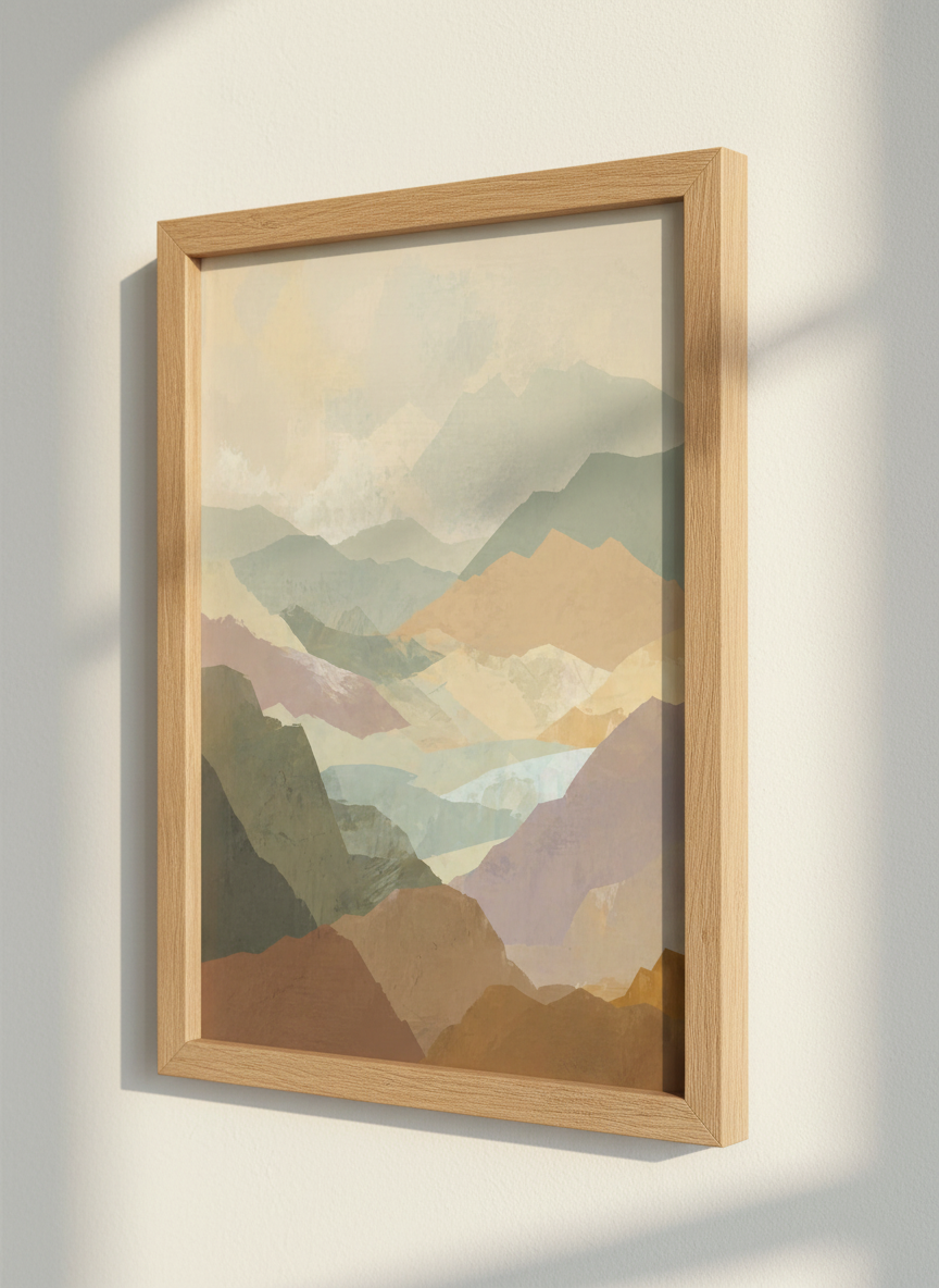 Abstract Mountain Layering Wall Art Print | Boho Living Room Decor | Modern Minimalist Landscape Poster