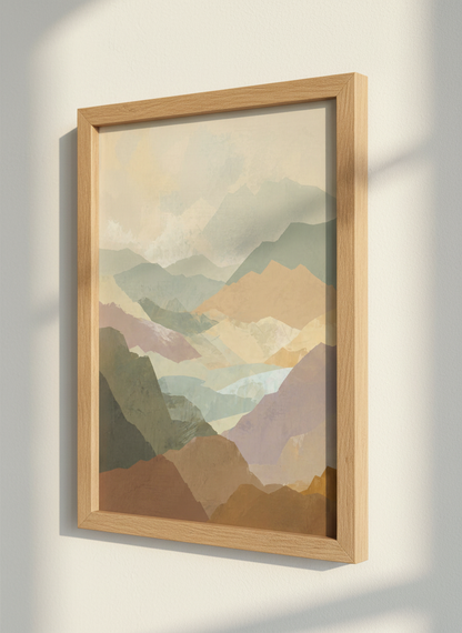 Abstract Mountain Layering Wall Art Print | Boho Living Room Decor | Modern Minimalist Landscape Poster
