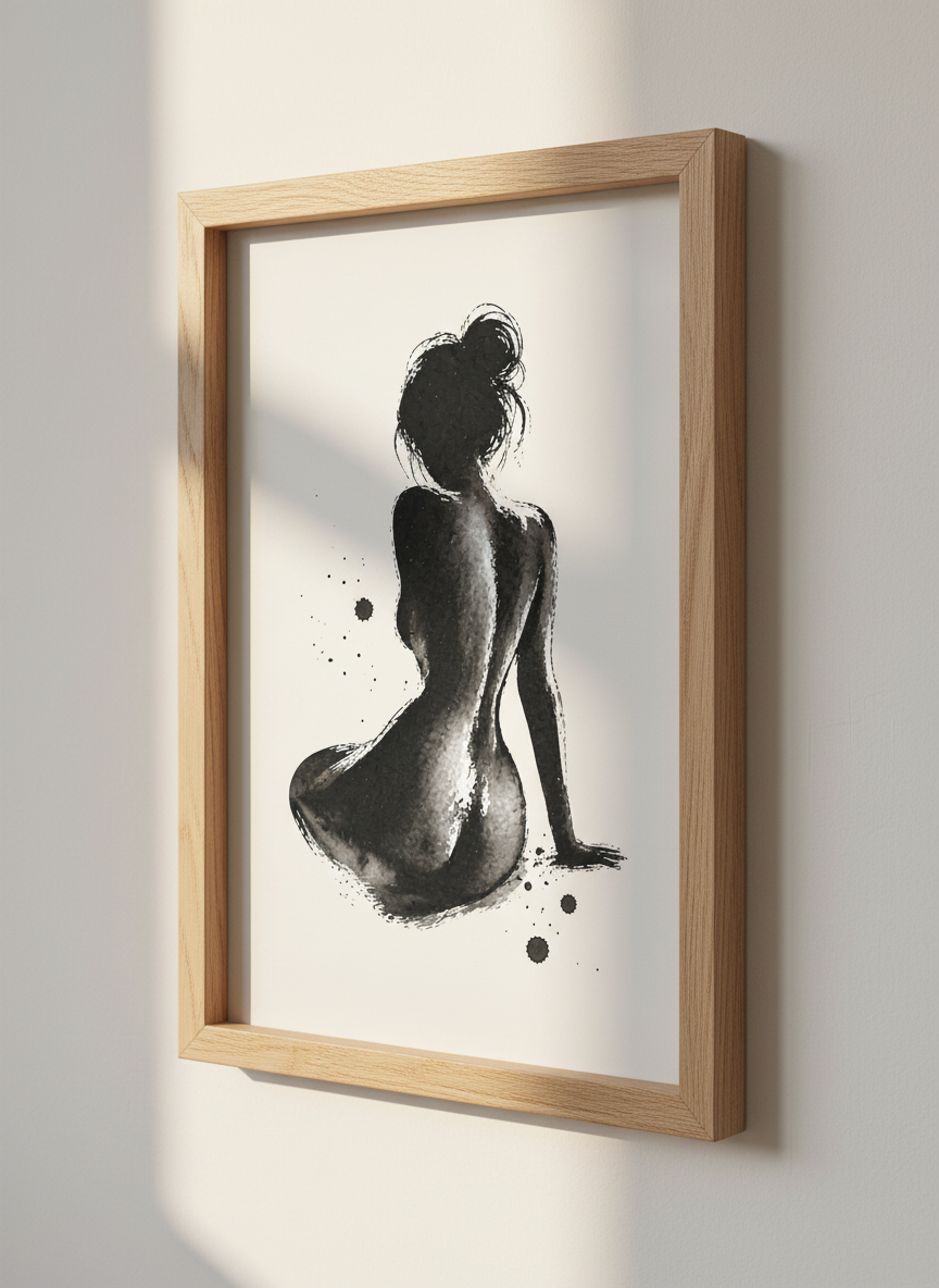 Minimalist Watercolor Woman Back Print | Bedroom Decor | Zen Spa Abstract Nude Body Wall Art | Feminine Line Art Poster