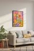 Bright Floral Poster | Painterly Pink Yellow, Kitchen Decor