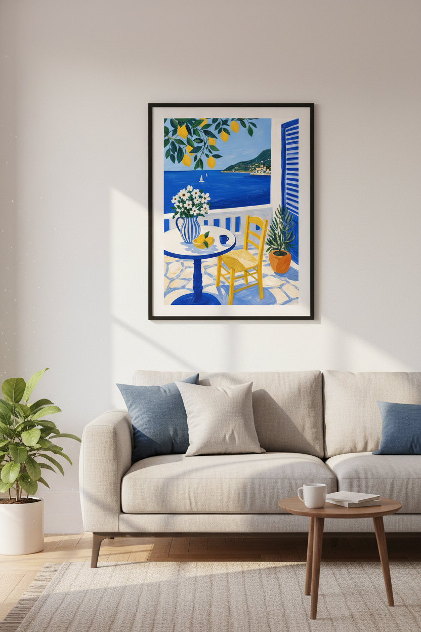 Mediterranean poster | Coastal Lemon Balcony, Kitchen Decor