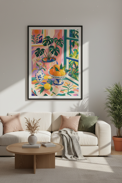 Botanical Poster | Colorful Tropical Still Life, Kitchen Decor