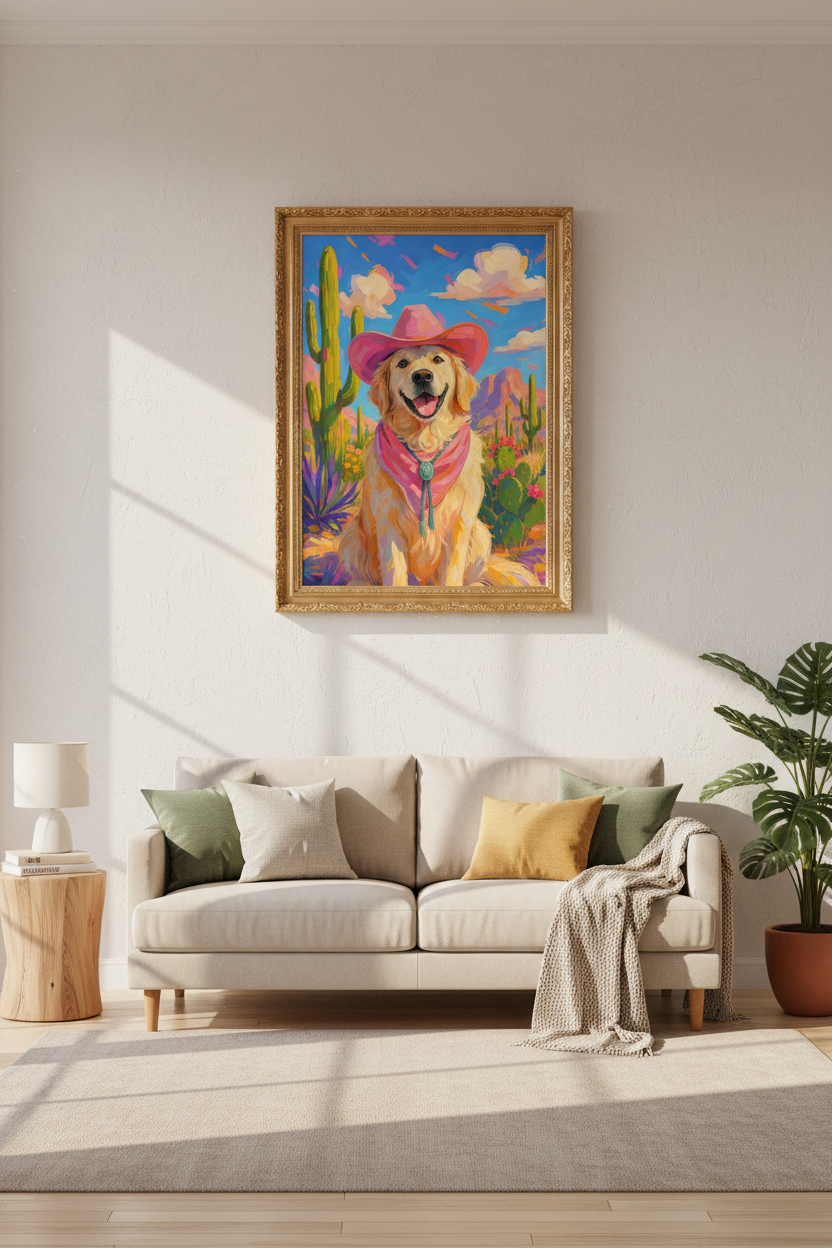 golden retriever art | Colorful Southwestern, Nursery Livingroom