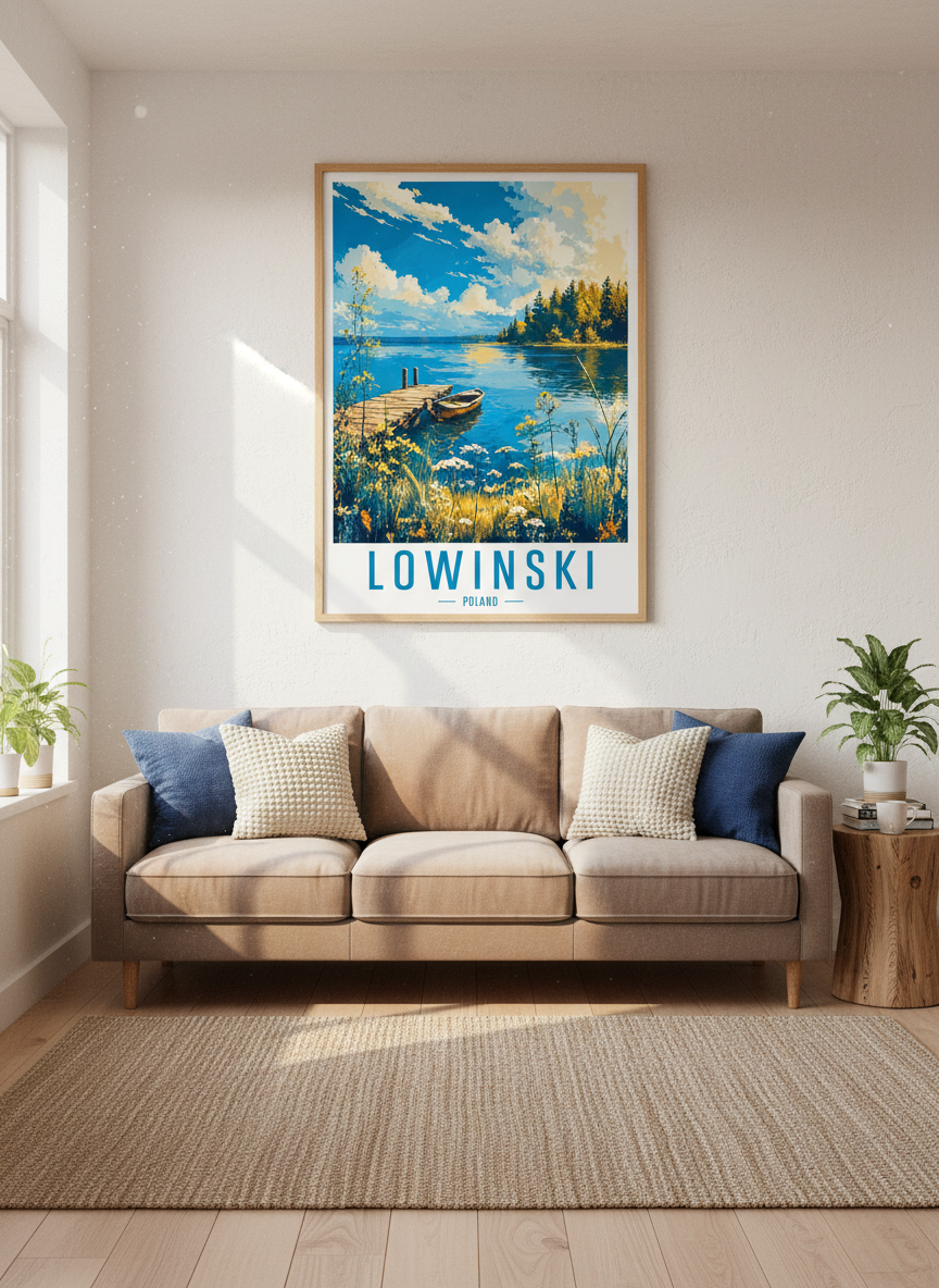 Lowinski Poland Lake | Landscape Nature Art, Summer Travel Poster Decor