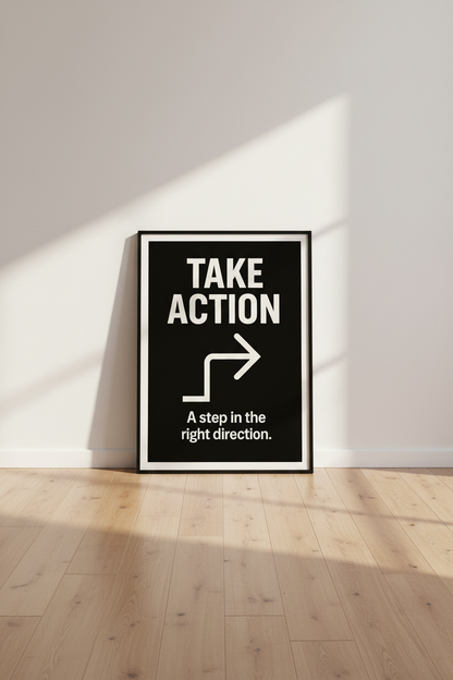 Minimalist Inspirational Quote Wall Art | Take Action Poster Print | Office Decor | Entrepreneur Gift | Motivational Art