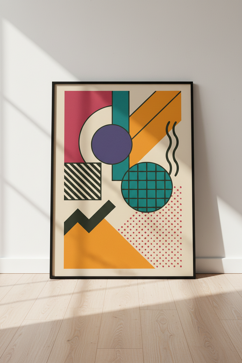 Abstract Geometric Wall Art Print | Modern Home Decor | Memphis Style Poster | Eclectic Living Room Art | Colorful Minimalist Print