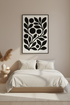 Minimalist Botanical Framed Art Print | Boho Living Room Decor | Black & White Abstract Floral Poster Ready to Hang