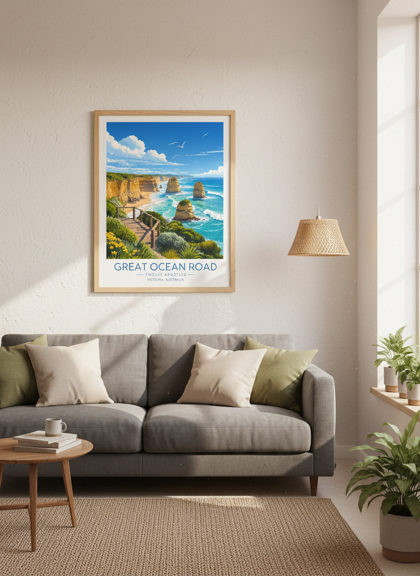 Great Ocean Road Twelve Apostles Print | Australia Travel Decor | Coastal Wall Art