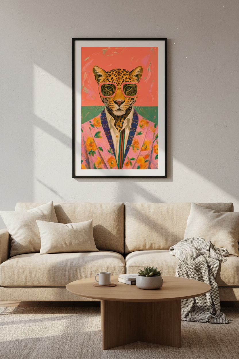 leopard wall art | Colorful Animal Print, Living Room Decor