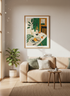 Mediterranean Still Life Wall Art | Green & Ochre Kitchen Print, Dining Room Decor