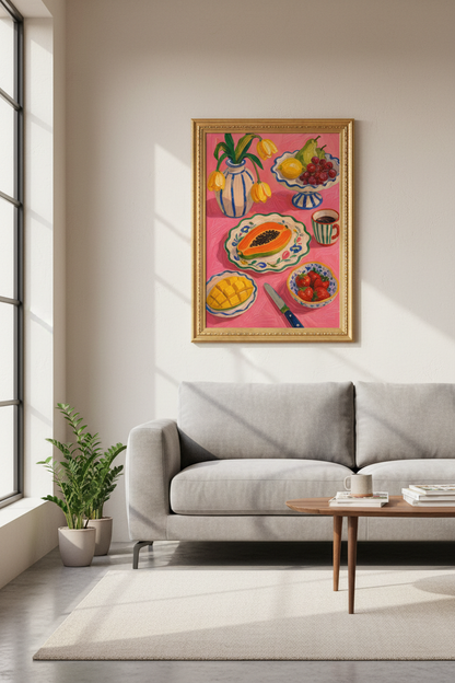 colorful still life | Impressionist Fruit Print, Kitchen Decor