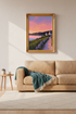 Coastal Sunset Print | Pastel Seaside Watercolor, Bedroom Decor