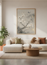 Magnolia Blossom & Bird Wall Art | Neutral Chinoiserie Print, Zen Lounge Decor