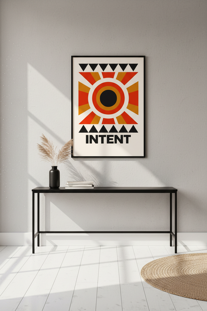 Abstract Geometric Wall Art Print | Mid Century Modern Decor | Minimalist Intent Poster | Retro Sunburst Home Office Art