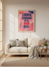 Choose Courage Red Bull Art Print | Pink Dorm Room Decor | Bold Aesthetic Poster