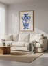 Greek Vase Wall Art | Cobalt Blue Mediterranean Print, Minimalist Decor