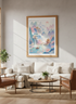 Asian Landscape Pagoda Wall Art | Pastel Mountains & Waterfalls, Zen Decor