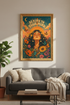 retro boho poster | sunflower floral, bedroom decor