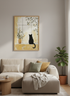 Black Cat at Window Wall Art | Ochre & Sage Japandi Decor | Minimalist Poster