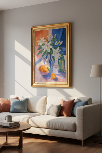 lily still life | Colorful Impressionist, Kitchen Decor
