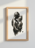 Abstract Love Embrace Wall Art Print | Bedroom Decor | Romantic ink Brushstroke Poster | Couple Black and White Art