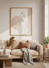 Minimalist Woman Line Art Print | Abstract Nude Figure, Beige Gallery Wall Decor