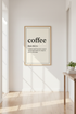 Minimalist Coffee Definition Wall Art Print | Kitchen Coffee Nook Decor | Beige Aesthetic Poster | Unframed, Framed, Digital