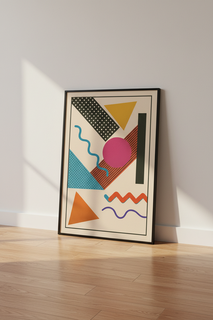 Retro Abstract Geometric Wall Art Print | Mid Century Modern Decor | Eclectic 80s Poster | Living Room Bedroom Art