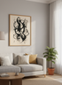 Abstract Ink Stroke Wall Art | Black and Beige Minimalist Print, Modern Office Decor