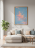 Pastel Sunset Clouds Print | Aesthetic Blue Sky & Moon Wall Art, Cozy Bedroom Decor