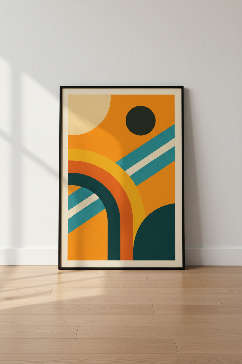 Mid-Century Modern Abstract Wall Art Print | Retro Living Room Decor | Vintage Aesthetic Poster