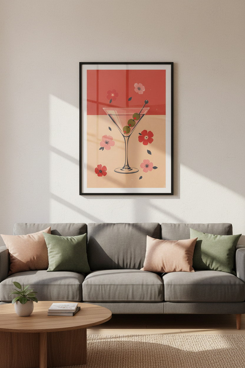 cocktail poster | Retro Martini Art, Bar Decor