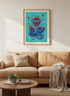 Fiery Cobra Snake Art Print | Retro Tattoo Style Wall Art, Maximalist Decor