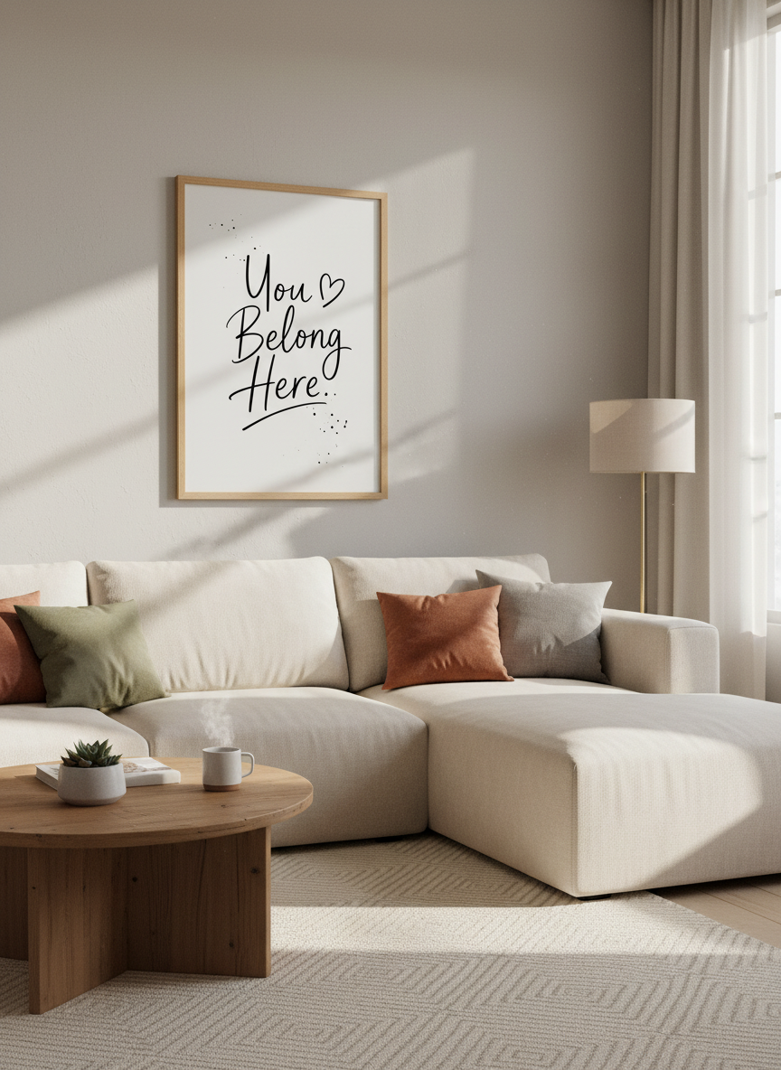 You Belong Here Wall Art Print | Inspirational Quote Decor | Minimalist Poster