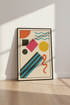 Abstract Geometric Wall Art Print | Mid Century Modern Decor | Colorful Shapes Poster | Retro Living Room Art