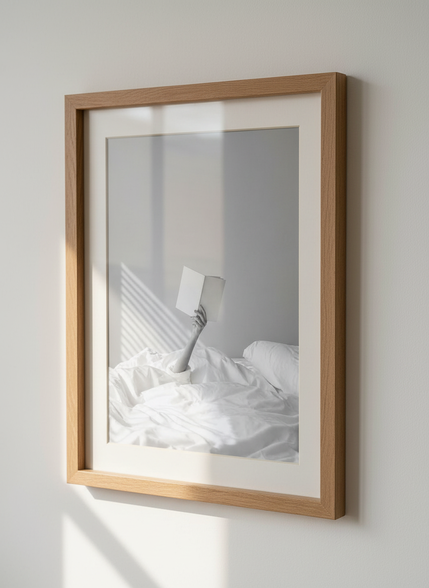Minimalist Reading Bed Wall Art Print | Bedroom Decor | Black and White Aesthetic Poster | Cozy Home Book Lover Gift