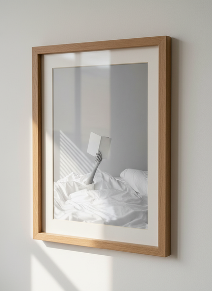 Minimalist Reading Bed Wall Art Print | Bedroom Decor | Black and White Aesthetic Poster | Cozy Home Book Lover Gift