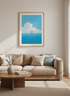 Bicycle Sky Reflection | Blue Minimalist Impressionist Art, Bedroom Nursery Poster