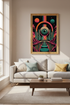 surreal eye poster | neon cosmic teal & pink, living room decor