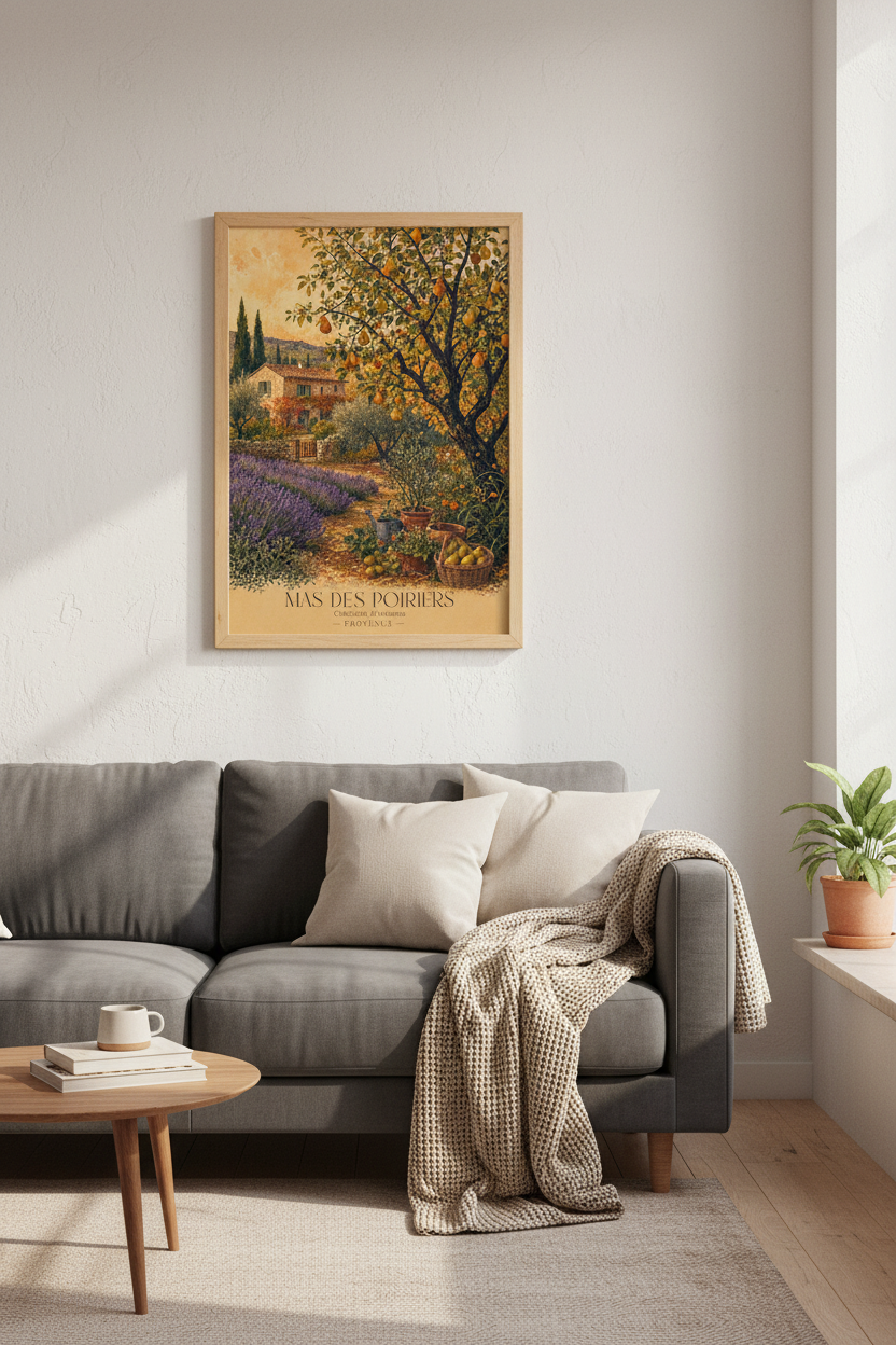 Provence Landscape Art | French Farmhouse Poster, Autumn Kitchen Decor