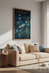 Cornwall England Wall Art | Moonlit Coastal Landscape Poster, Navy Blue Room Decor
