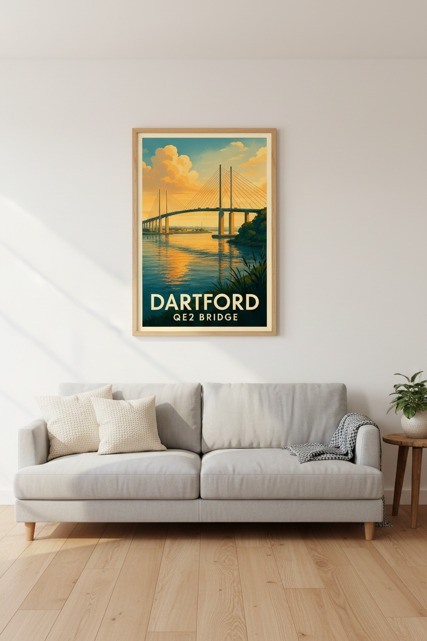 Dartford Q2 Bridge Art Poster – Framed, Unframed &amp; Digital Print | Kent Wall Art