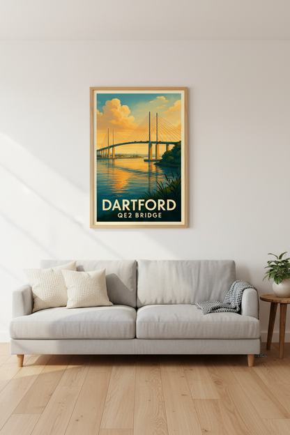 Dartford Q2 Bridge Art Poster – Framed, Unframed &amp; Digital Print | Kent Wall Art