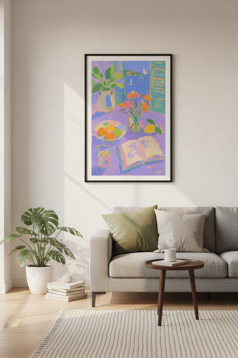 Coastal Still Life | Pastel Painterly, Kitchen Living Room Decor