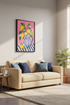 lemon wall art print | modern citrus pink blue, kitchen decor