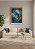 Celestial Whale Wall Art | Gold Moon Navy Poster | Ethereal Bedroom Decor