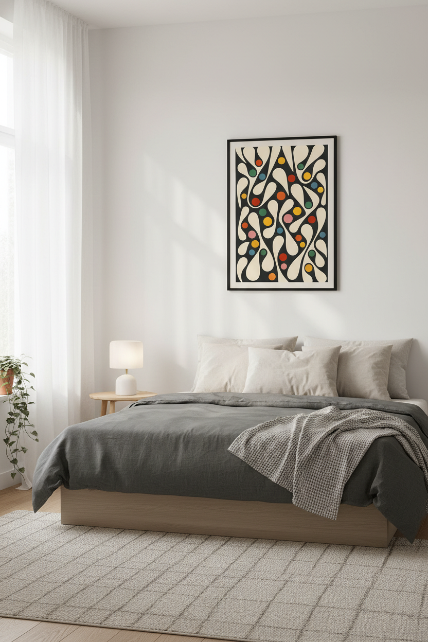 Abstract Swirl Wall Art Print | Mid Century Modern Wall Decor | Psychedelic Retro Framed Art