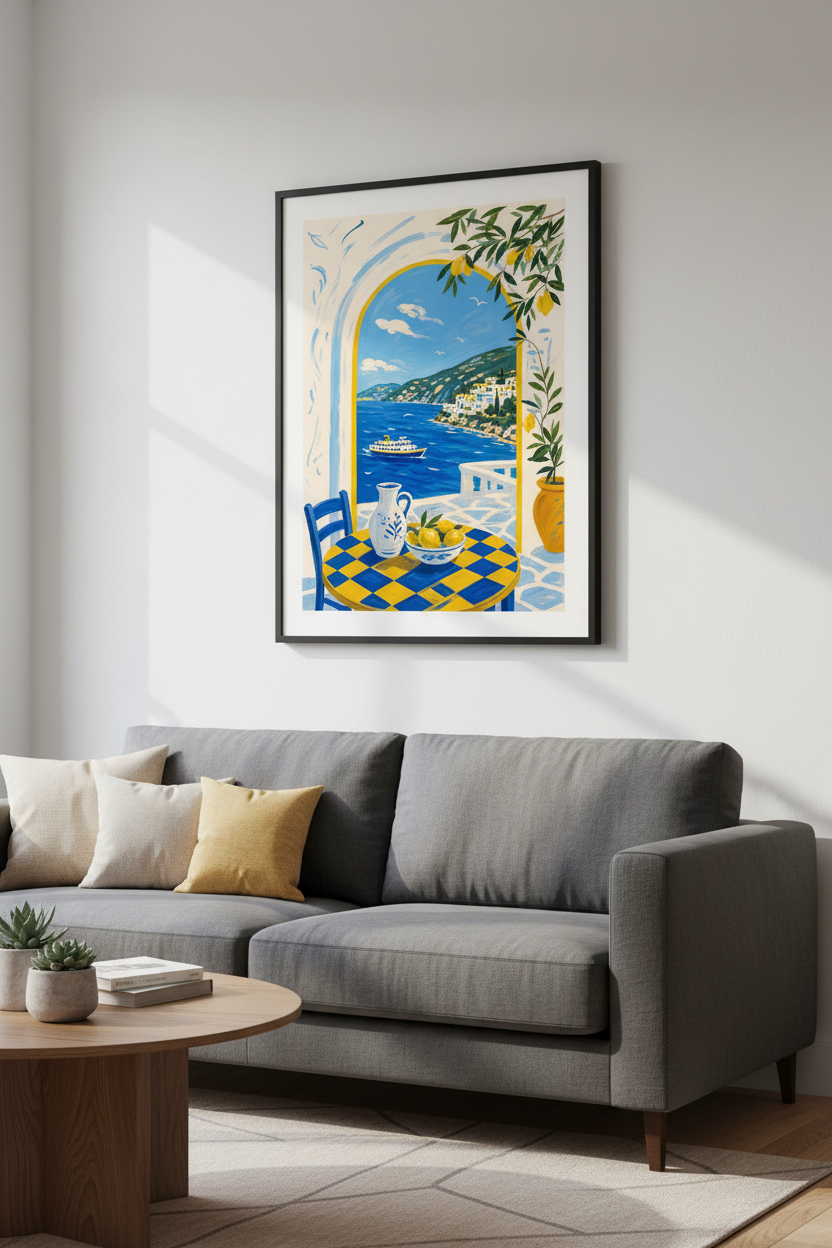 Mediterranean poster | Coastal lemon art, Kitchen &amp; Living Decor